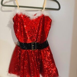 Girls red embellished figure skating dress size 10-12